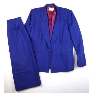 VINTAGE WOMEN'S PURPLE SKIRT SUIT - HABERDAS-HER - SIZE 6